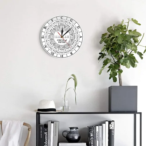 Vista 7 de The Geeky Days Circle of Fifths Músico Compositor Music Teaching Aid Reloj de pared colgante moderno músico Teoría de la armonía Estudio musical
