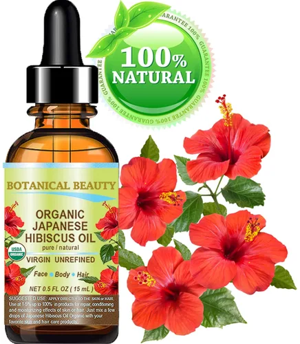 Vista 2 de Botanical Beauty Aceite de HIBISCUS orgánico (Hibiscus Sabdariffa) JAPONÉS 100 Pura Natural Virgen Sin Refinar, Prensado en Frío Antienvejecimiento