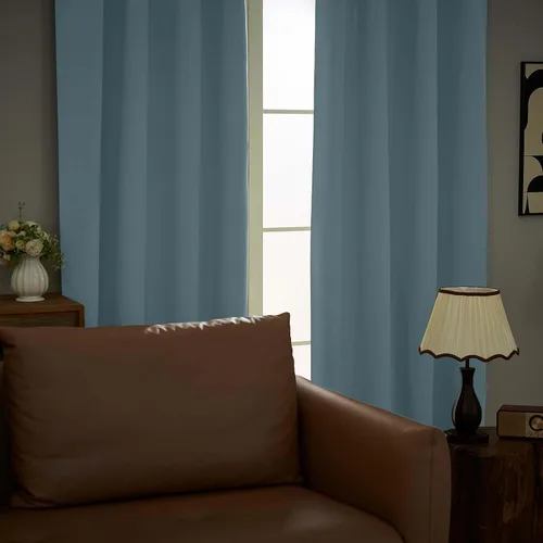 Vista 9 de Aiyufeng 2 paneles de cortinas opacas color aguamarina para dormitorio de 63 pulgadas de largo, con aislamiento térmico sólido y bolsillo