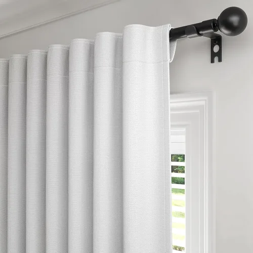 Vista 15 de Rinwoc - Cortinas 100% opacas para dormitorio, cortinas con aislamiento térmico de 1.6 m de longitud, 2 paneles, lino texturizado de estilo granja