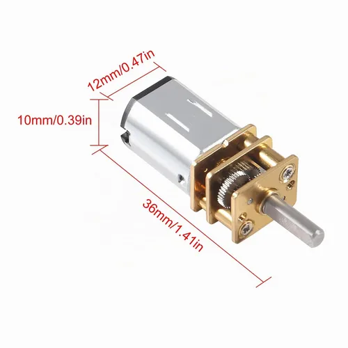 Vista 2 de 3 piezas de motor de reducción de velocidad DC 3V 30RPM N20 con eje de 3mm, motor de rueda dentada de metal mini con caja de cambios de metal