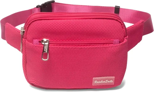 Vista 6 de Riñonera para mujeres y hombres, para correr, viajar, senderismo, casual, a la moda, deportiva, transpirable, ligera, Rosa Rojo, Riñonera para todos