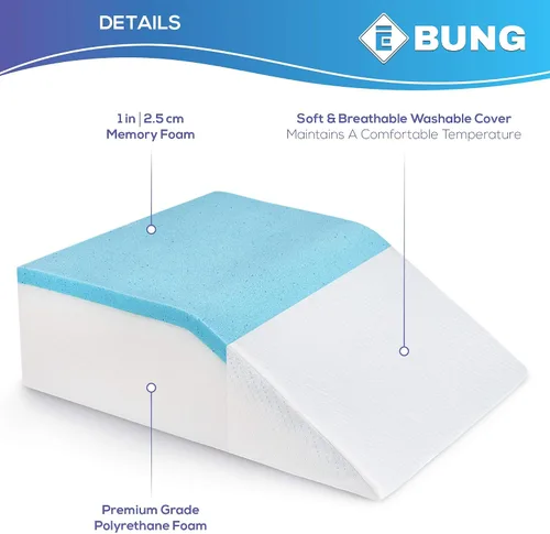 Vista 3 de Ebung Almohada de espuma viscoelástica para piernas, elevación de piernas de gel refrescante con funda extraíble para hinchazón, circulación