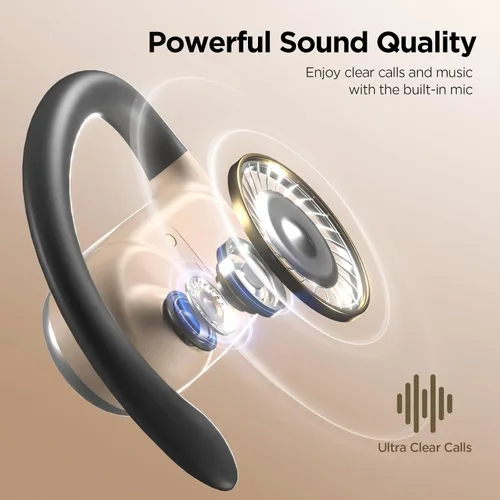 Vista 4 de Auriculares inalámbricos de oreja abierta, auriculares de conducción de aire con micrófono, tiempo de reproducción de 42 horas, llamadas claras