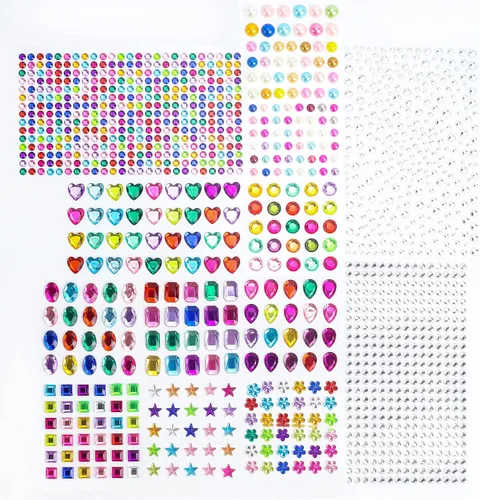 Vista 7 de Gem 1392 calcomanías autoadhesivas con diamantes de imitación para manualidades, 12 formas adecuadas para manualidades, cuerpo, uñas, maquillaje