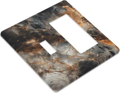 Vista 3 de Cubiertas de salida de impresión de líneas doradas de granito de mármol marrón, 1 palanca y 1 combinación basculante, placa decorativa de pared