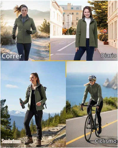 Vista 6 de 33,000ft Chaqueta impermeable Softshell para mujer, abrigo ligero con forro Verde militar