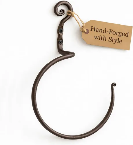 Vista 6 de RTZEN Toallero negro mate – Anillo de toalla de hierro forjado en espiral para baño – Soporte decorativo para toalla de mano para cocina