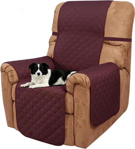 Vista 25 de Fundas para Silla Reclinable Reversibles Funda de Sofá para Mascotas Protector de Muebles Lazy Boy (Silla 23'', Beige/Beige)