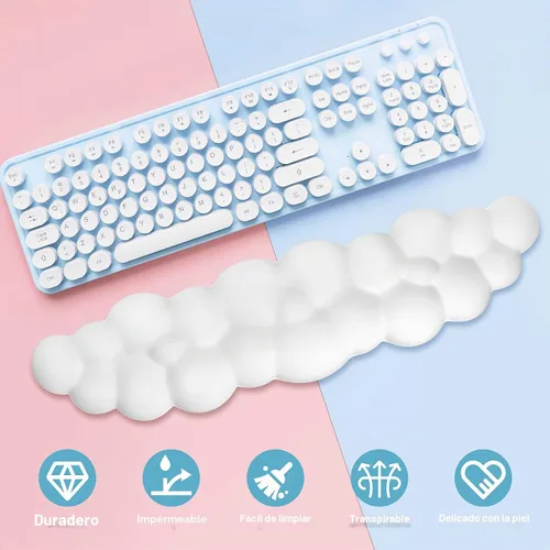 Vista 7 de Teclado reposamuñecas RUYEDE Cloud Espuma viscoelástica, piel sintética, diseño ergonómico, comodidad para escribir y aliviar el dolor
