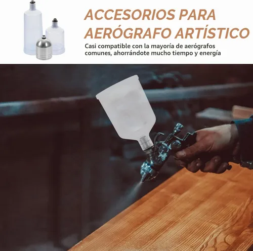 Vista 5 de Luxshiny Dispensador de olla de repuesto para aerógrafo, contenedor transparente, jarra para uñas, botella de aerógrafo para uñas, botellas