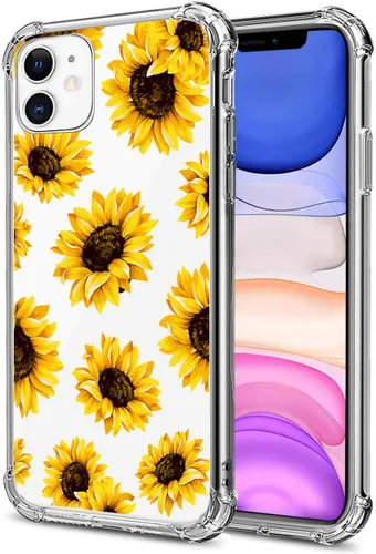 Vista 119 de Funda transparente de girasol compatible con iPhone SE 2022 SE 2020 7 8, funda trasera floral para niñas y mujeres, funda protectora transparente