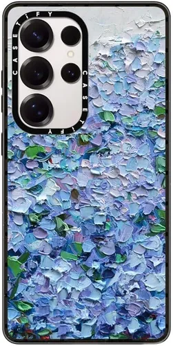 Vista 118 de CASETiFY Funda de impacto para Galaxy S22+ - Adhesivo Aries Moross, color negro transparente