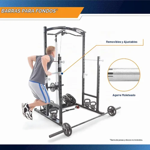 Vista 6 de Marcy Strength Training Home Gym Cage with Pulley System for Weightlifting, Bodybuilding, Full Body Workout Equipment for Home Exercise
