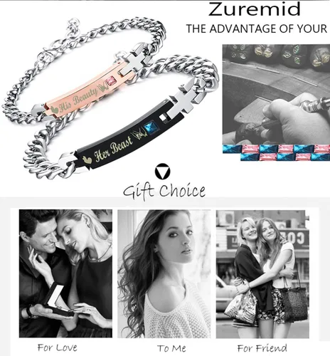 Vista 30 de Regalo para enamorado, para él y ella, pulseras grabadas personalizadas para parejas, para mujeres y hombres, juego a juego, regalo de aniversario