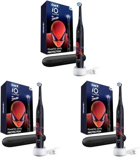 Vista 12 de Oral-B iO Kids Limitada Cepillo de dientes eléctrico recargable, Spiderman con 1 Cabezal de Cuidado Suave - Sensor Automático de Presión