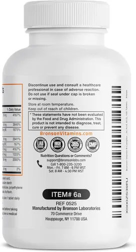 Vista 5 de Bronson Complejo de vitamina B (vitamina B1, B2, B3, B6, B9 - ácido fólico, B12), 100 tabletas