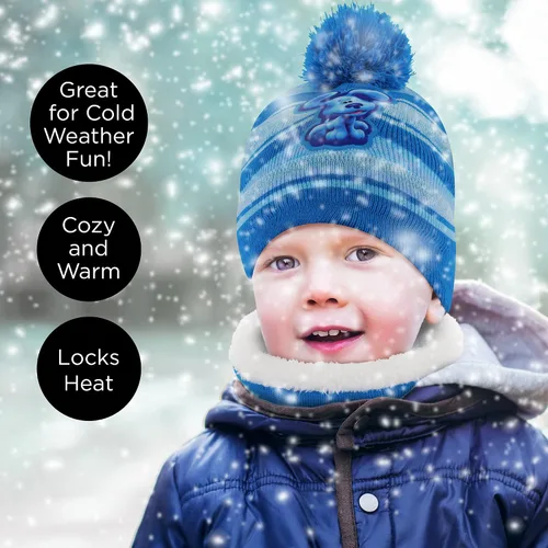 Vista 2 de Nickelodeon Conjunto de gorro y manoplas de invierno para niños gorro azul para niños de 2 a 4 años Juego de bufanda