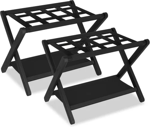 Vista 16 de Heybly HLR010Z1 - Portaequipajes, soporte plegable para maleta con estante de almacenamiento, soporte de equipaje de alta resistencia