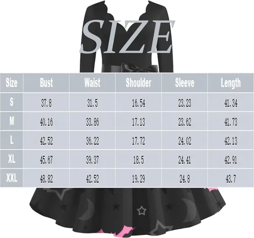 Vista 3 de Vestidos de Halloween para mujer, vestido de manga larga con cuello redondo, casual, talla extragrande, S-2XL