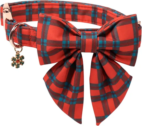 Vista 22 de DOGWONG Collar de otoño para perro con lazo, collar de moño para perro de Acción de Gracias, collar ajustable de algodón de otoño con hoja de arce