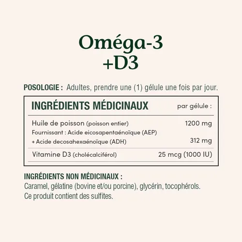 Vista 4 de Nature's Bounty Aceite de pescado Omega-3 + D3 1200 mg / Vitamina D3 1000IU 90 cápsulas blandas