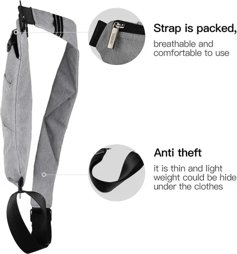 Vista 6 de BROADREAM Bolsa flexible personal para hombres y mujeres Antirrobo Slim Crossbody Bag Sling Chest Mochila para Deporte Viajes Casual Senderismo