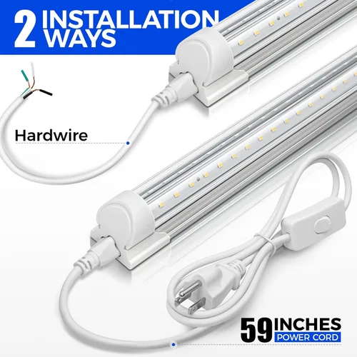 Vista 7 de Barrina T8 Luz LED para Taller 4 Pies, 40W 5500LM 5000K, Cubierta Transparente, Luces de Techo para Garaje, Lámpara LED en Forma de V, Luces