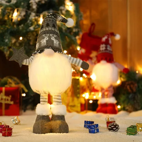 Vista 6 de 2 gnomos de Navidad iluminados de gran tamaño de 24.8 pulgadas con patas de resorte retráctiles