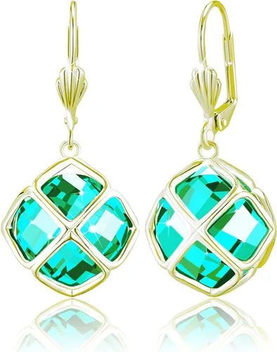 Vista 16 de Pendientes colgantes de cristal austriaco de 14MM para mujer, joyería chapada en oro de 14 quilates Apr-Diamante-Chapado en Oro de 14 K