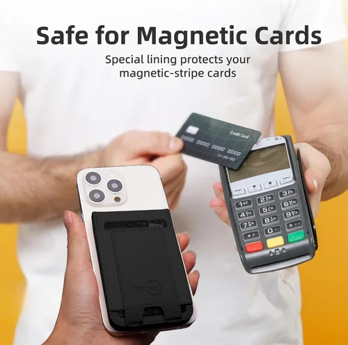 Vista 5 de Cartera magnética elástica para iPhone de cuero magnético con soporte ajustable [capacidad para 9 tarjetas] teléfono para Apple 12 13 14 15 negro 1