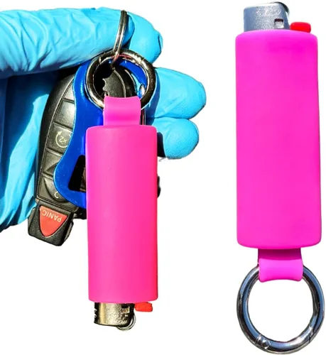 Vista 10 de Lighter Holder for J6 BIC Lighters. Keychain Lighter Case. Silicone Keychain case has a Spring Clip Attached to Easily Secure to Any Bag, Key Ring