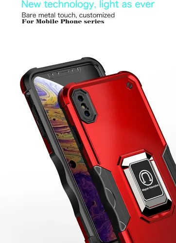 Vista 7 de Funda para iPhone Xs Max, soporte magnético integrado para automóvil, a prueba de golpes, funda protectora para iPhone Xs Max (rosa)