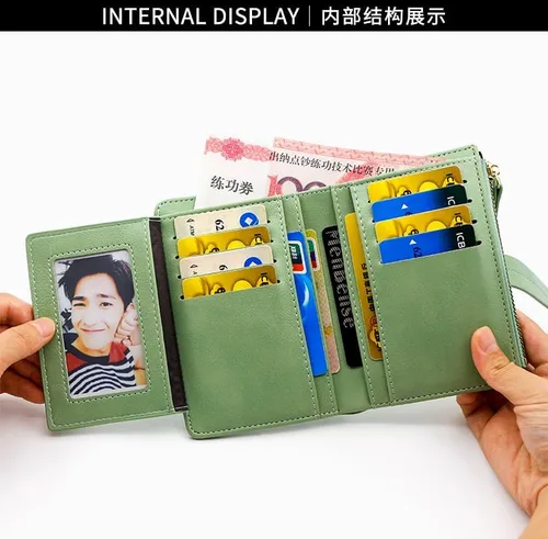 Vista 2 de Renil Carteras de cuero con bloqueo RFID para mujer, monedero de gran capacidad para tarjetas de crédito, Negro -, Moda