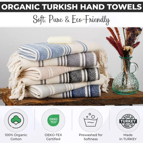 Vista 7 de DEMMEX Toallas de mano turcas de algodón orgánico certificado para baño, juego de 2, toallas de cocina y gimnasio, toallas de viaje compactas