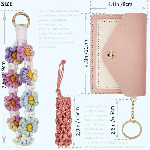 Vista 2 de BIHRTC Llavero de pulsera boho con soporte para lápiz labial, pulsera hecha a mano