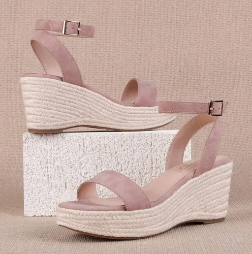Vista 6 de VICKIVICKI Alpargatas de verano para mujer, sandalias de plataforma con correa de tobillo y puntera abierta