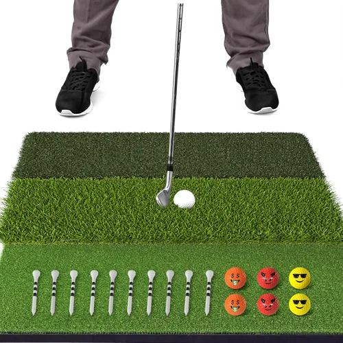 Vista 7 de JAYA Golf Hitting Mat with Heavy Rubber Base, Foldable Golf Practice Mat for Indoor & Outdoor Training, Dual Turf Fairway & Rough Grass Mat for