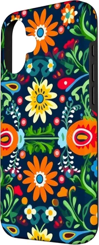 Vista 2 de Funda para iPhone 16 con diseño floral mexicano tradicional mexicano