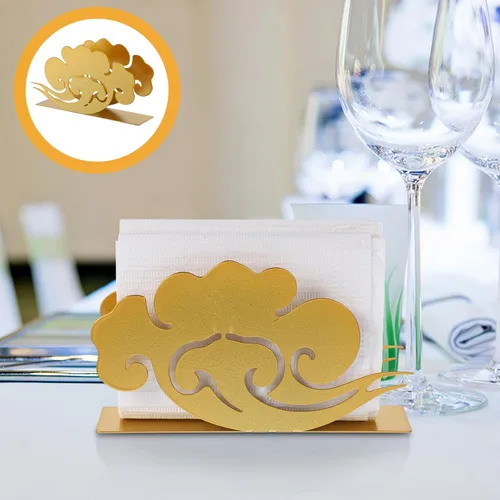 Vista 7 de Gold Metal Napkin Holder for Table Iron Napkin Storage Rack for Kitchen Restaurant Bar and Home Use