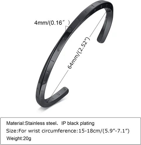 Vista 5 de VNOX Pulsera de joyería vikinga nórdica para hombre y mujer, pulsera nórdica vikinga nórdica de 24 runas del alfabeto, pulsera mobius torcida