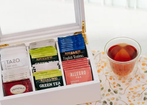Vista 8 de Break Tradition - Organizador de té de madera para bolsitas de té, color Blanco