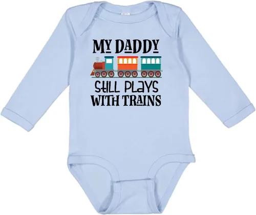 Vista 4 de inktastic Daddy Still Plays with Trains Long Sleeve Creeper