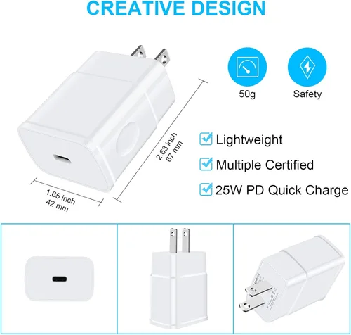 Vista 7 de Cargador súper rápido de 25 W, cargador de teléfono Android C de 10 pies de largo, cable USB tipo C, carga rápida para Samsung Galaxy A17 A16 5G A15