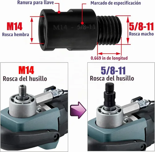 Vista 2 de Yakamoz - 2 adaptadores para amoladora angular, M14 hembra a adaptador