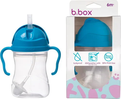 Vista 26 de b.box Vaso para beber con popote abatible, bebe desde cualquier ángulo, popote pesado, a prueba de derrames, a prueba de fugas y de fácil agarre