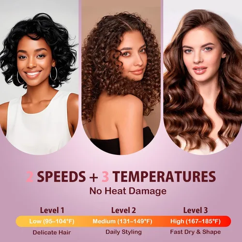 Vista 5 de WUFAYHD Secador de pelo difusor para cabello rizado: Difusor profesional 2 en 1 y secadores de pelo con tecnología iónica y cerámica para cabello
