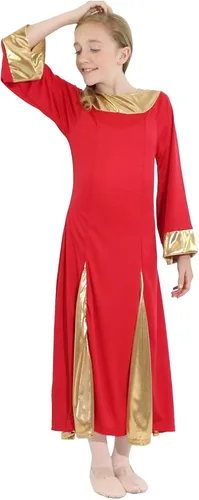 Vista 5 de Danzcue Vestido de alabanza para niñas Plata real brillante