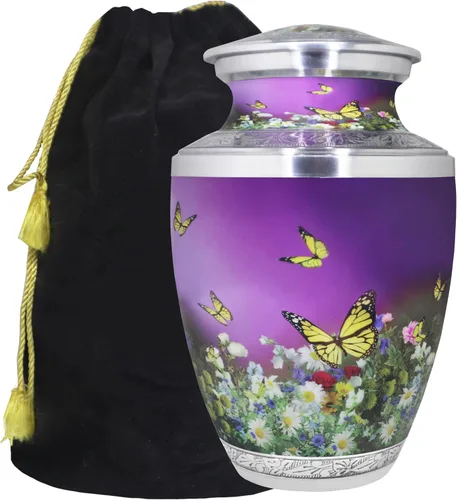Vista 8 de M MEILINXU Urna para cenizas para mujeres y hombres, urnas de cremación para cenizas humanas, mujeres y hombres, urna de entierro con mariposas