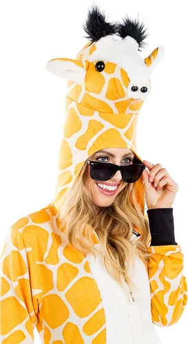 Vista 5 de Tipsy Elves Divertido disfraz de jirafa de Halloween con capucha estilo animal de peluche para mujer